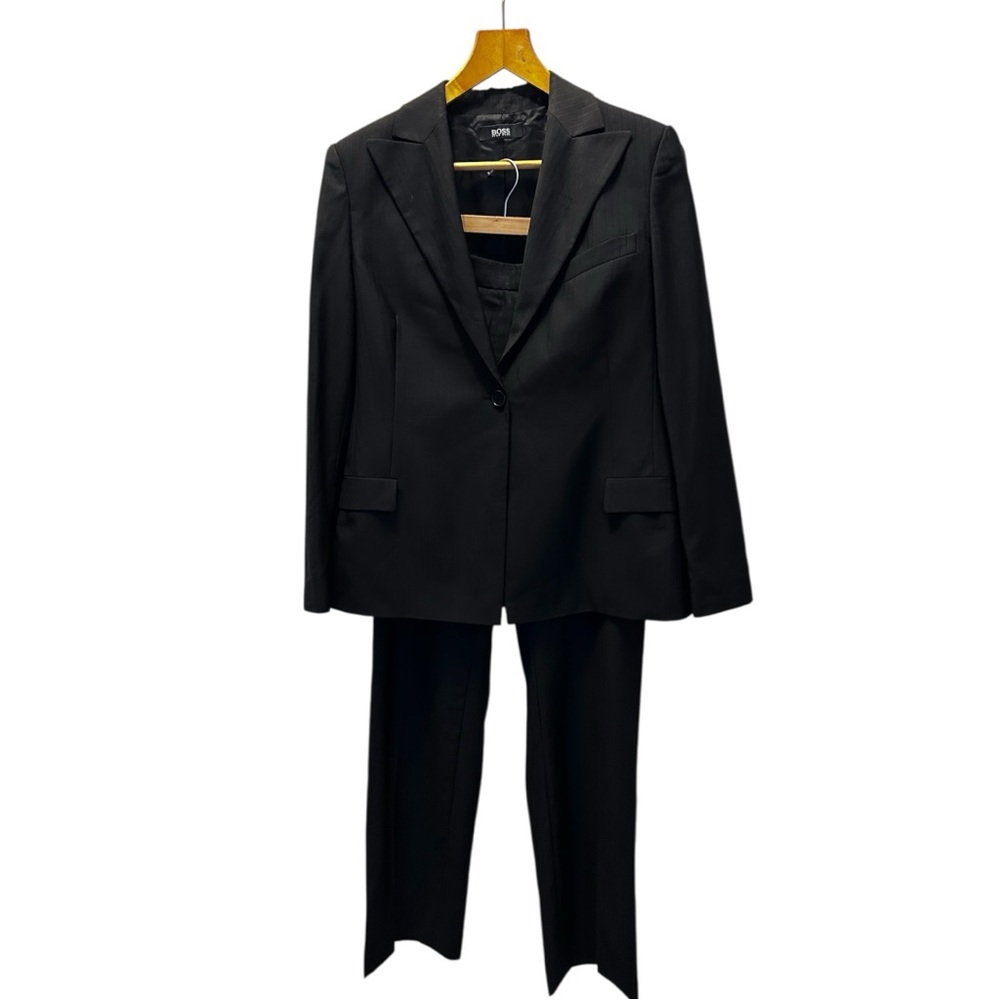 Hugo Boss Black Pinstripe Pantsuit 90’s Y2K | Virgin Wool | Women’s Size 10